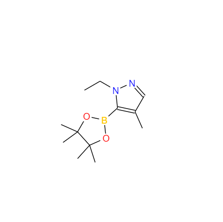 CAS： 1047636-01-0，英文(wén)名(míng)称：1-ethyl-4-methyl-5-(4,4,5,5-tetramethyl-1,3,2-dioxaborolan-2-yl)-1H-pyrazole 